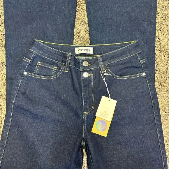 Vipones Womens High Rise Zip Fly Bootcut Denim jeans Blue Size 8 <<206>> - Picture 8 of 11